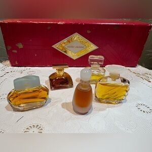 Estée Lauder Old Vintage Set of 5 Mini Decorative Glass Perfume Bottles